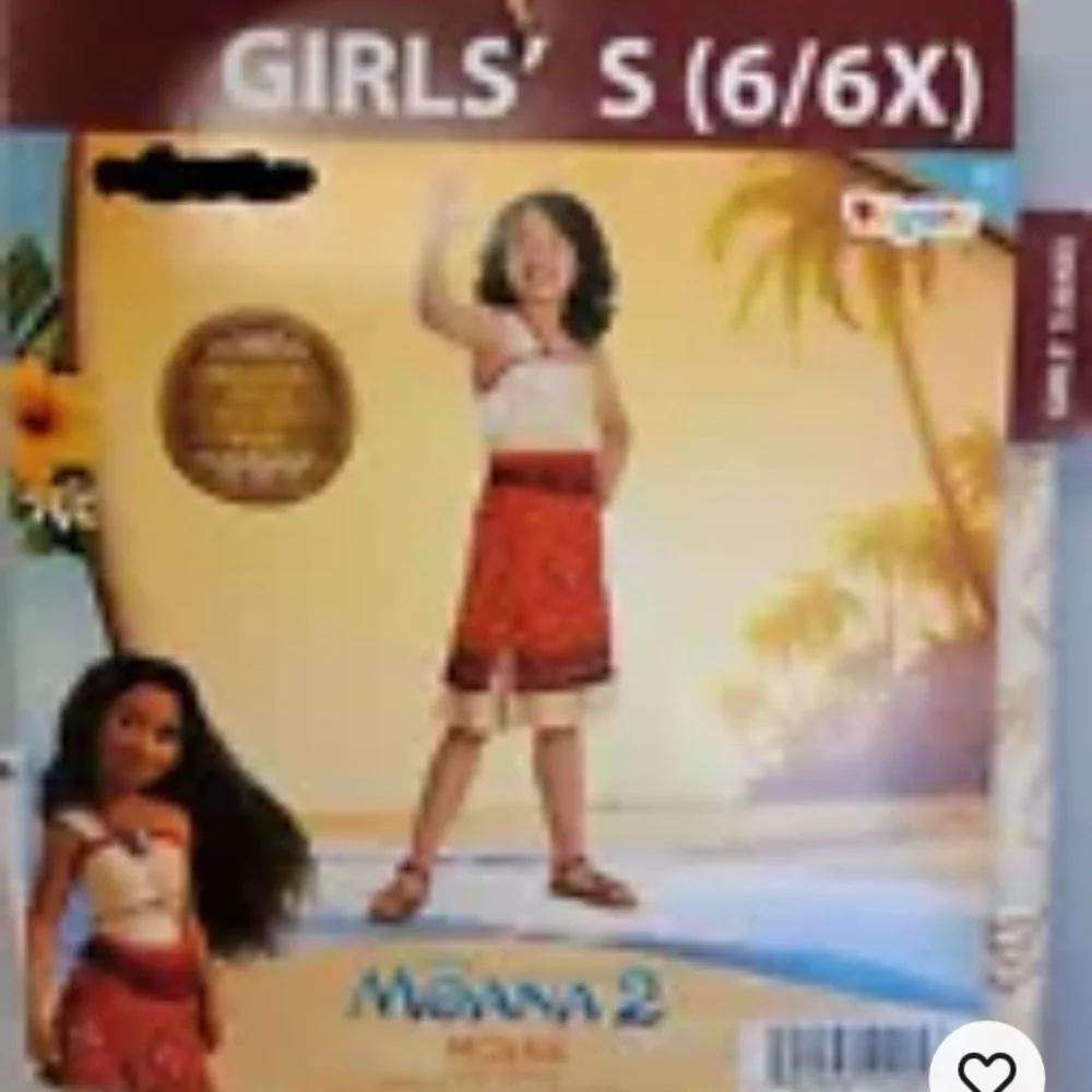 Disney Moana ll Dress Up Costume Size Small 6/6X Girls Child Kids Youth Disguise